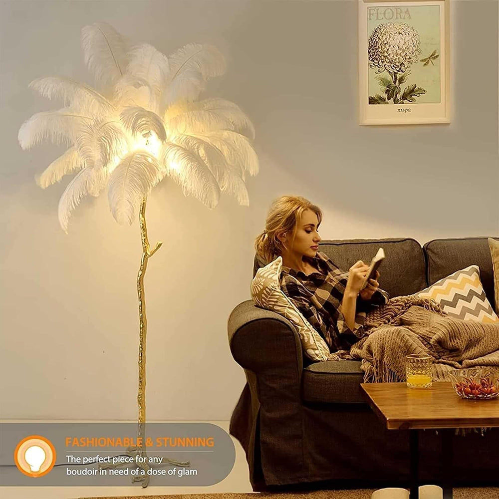 White Ostrich Feather Floor Lamp, Luxury Resin Ostrich Feather Lamp,Romantic ...