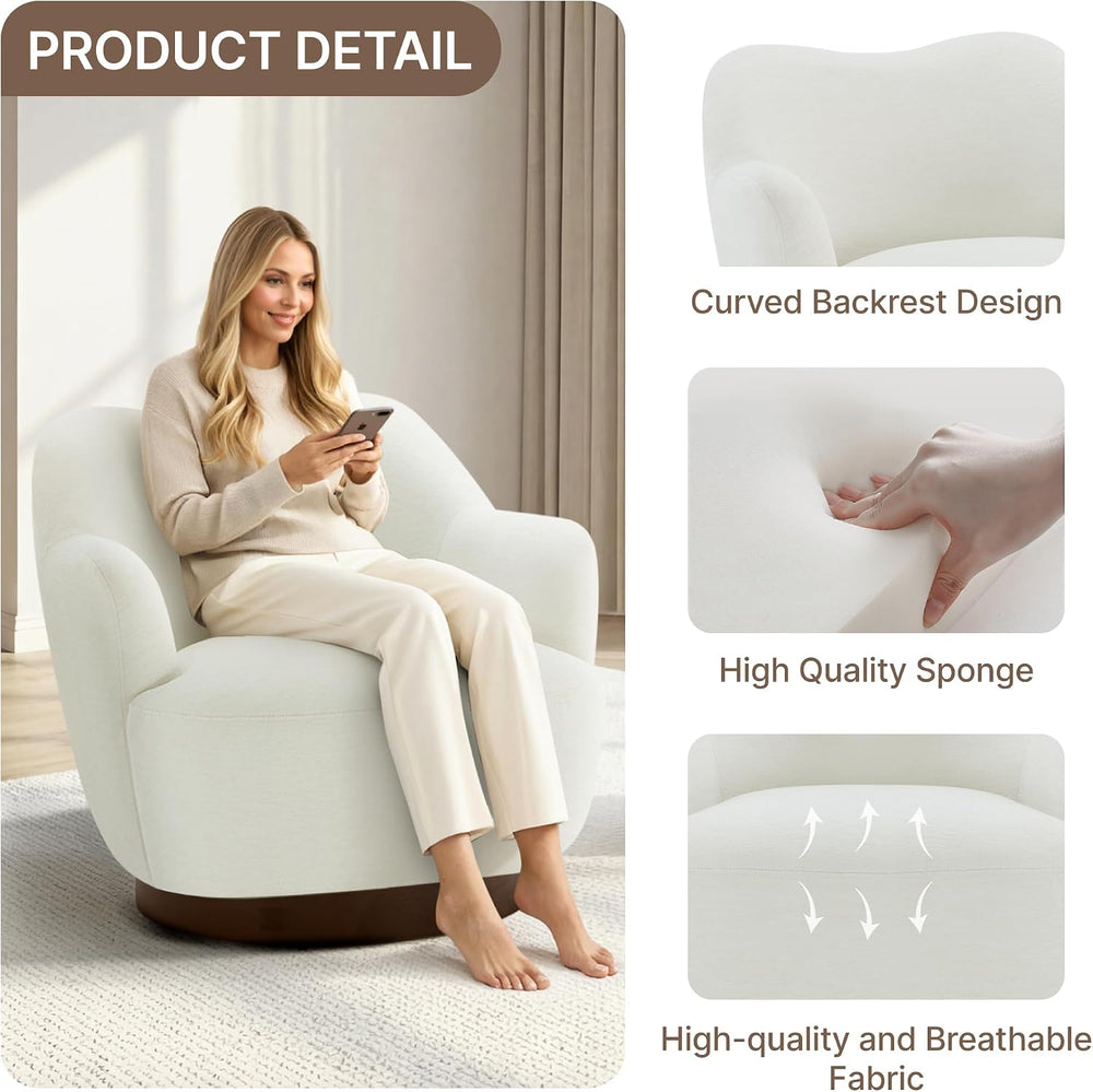 KISLOT Swivel Accent Chair Set of 2,Upholstered Barrel Chair with Curves Came...