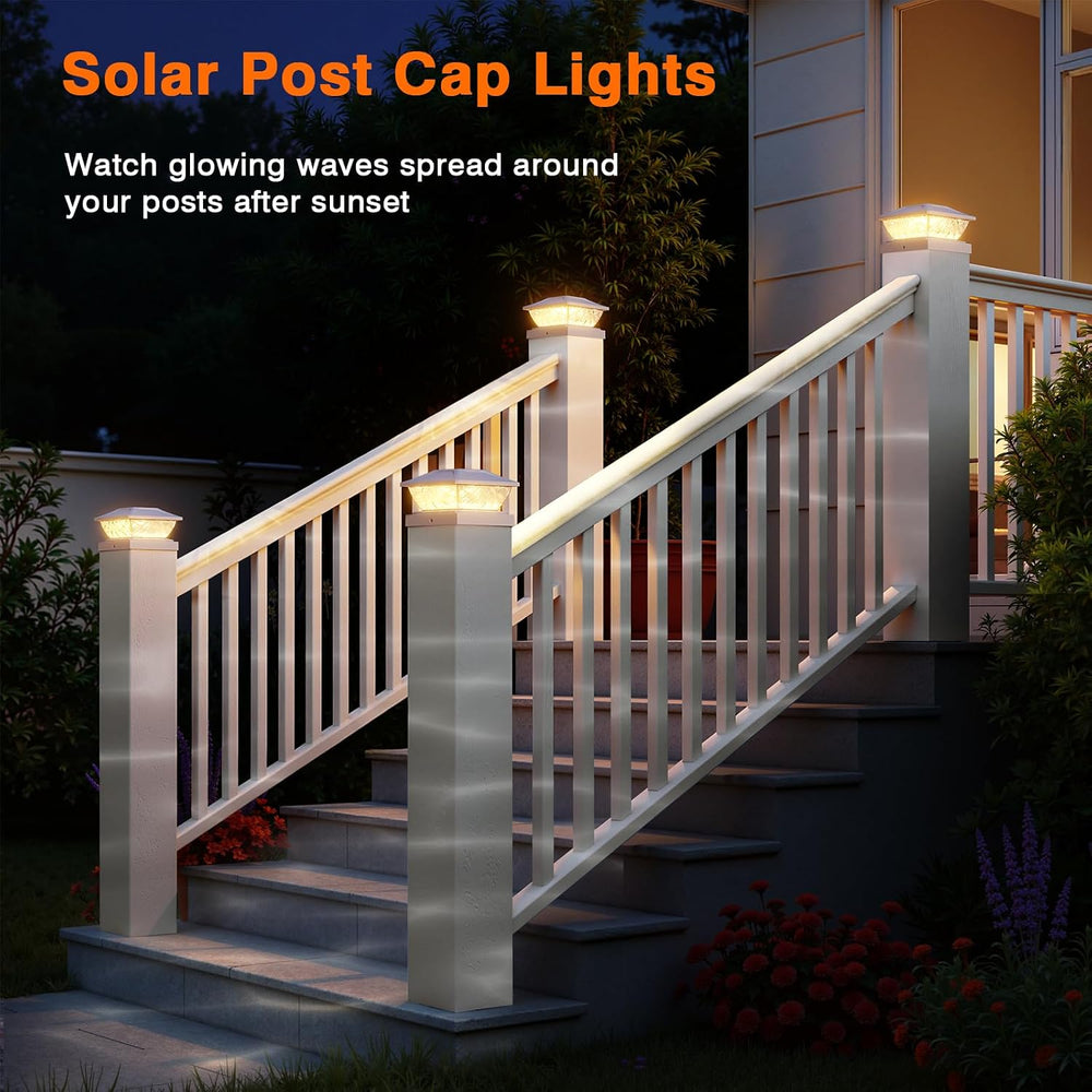 Solar Post Cap Lights Outdoor 6 Pack, 2 Modes Bright Fence Post Solar Lights ...