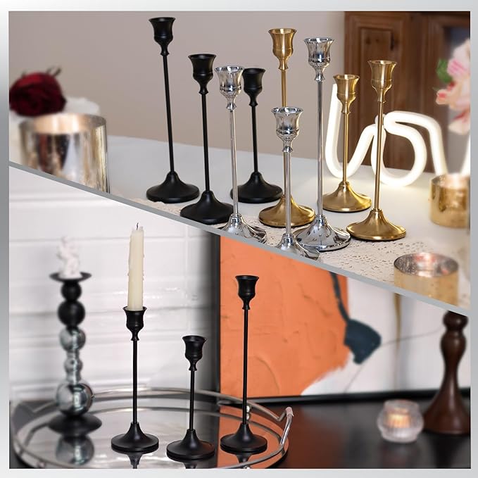 CHILL RECIPE Black Candlestick Holder Tall Taper Candle Holder for Home Decor...