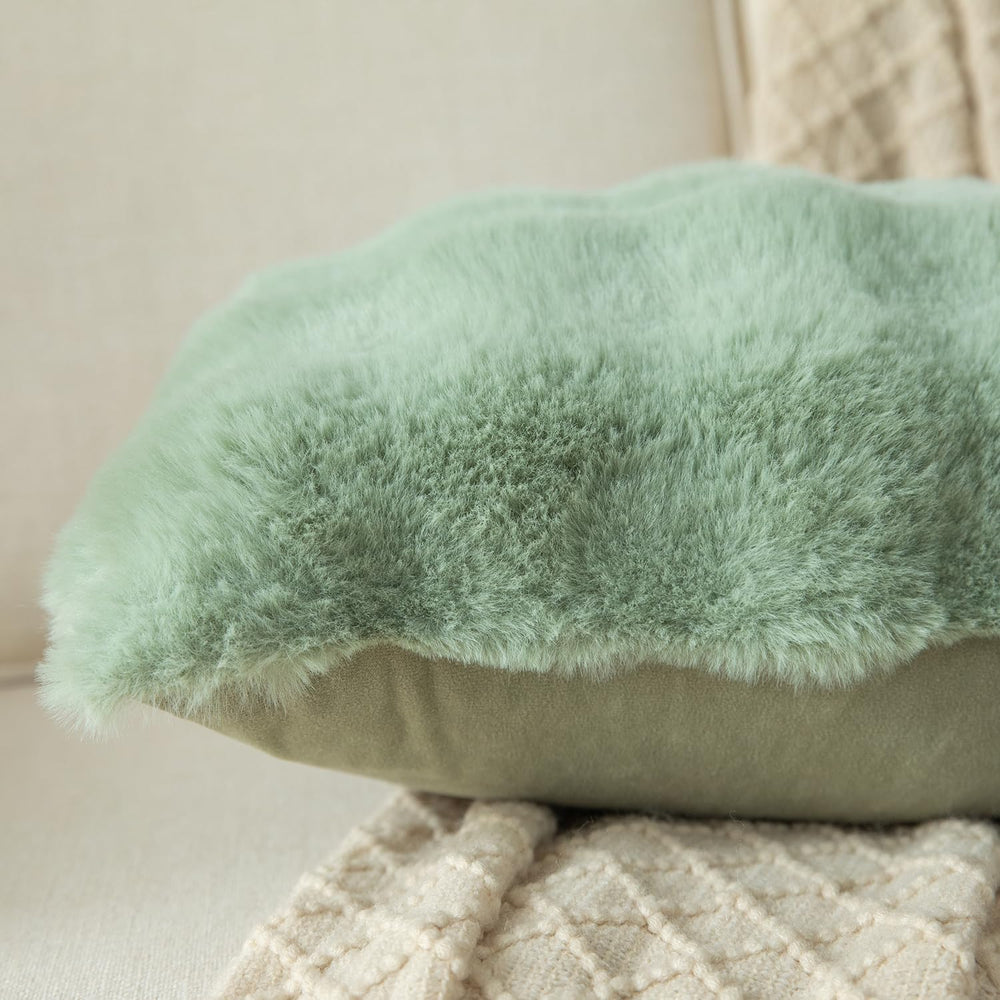 Yaertun Pack of 2 Sage Green Thick Soft Wool Decorative Throw Pillow Covers 2...