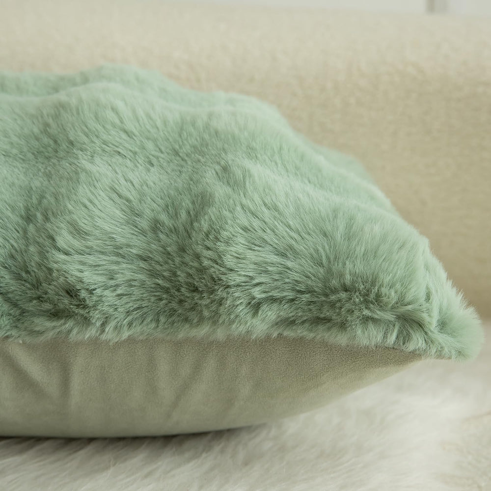 MANDIOO Pack of 2 Thick Plush Wool Decorative Throw Pillow Covers Super Soft ...
