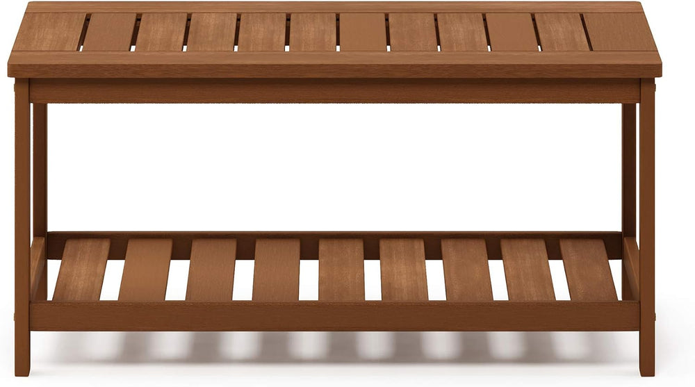 Furinno TIOMAN 2-Tier Outdoor Patio Table with Open Shelf, Natural