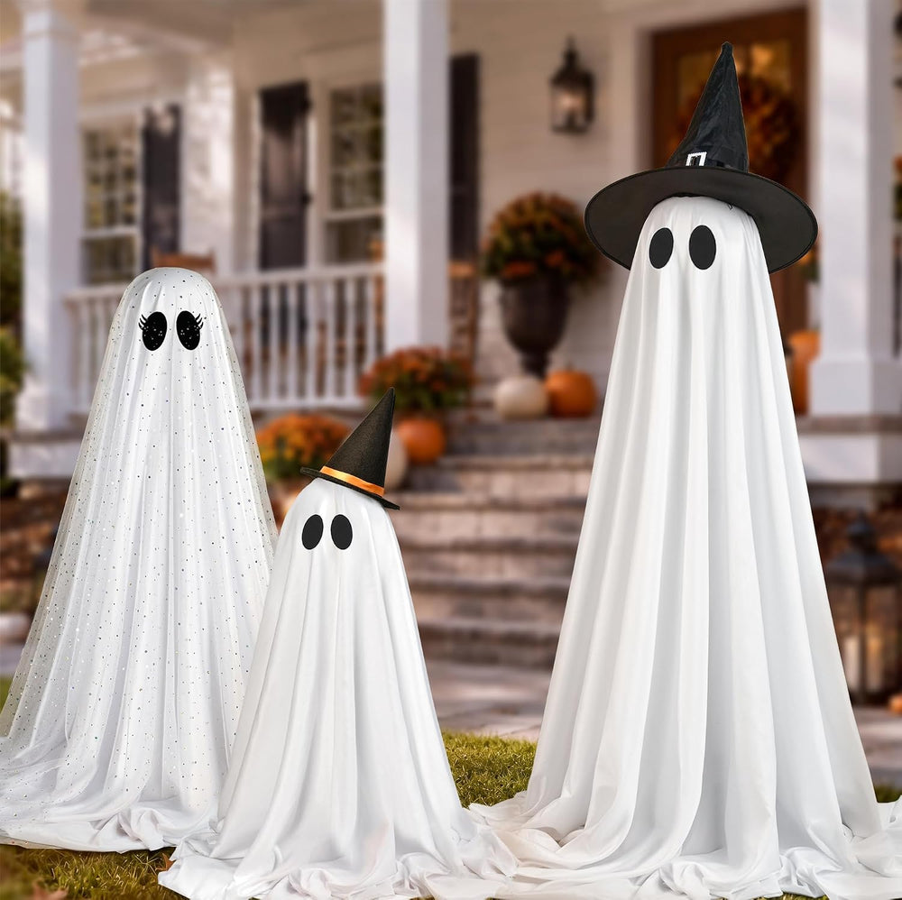 Halloween Decorations Indoor - Set of 3 Light Up Ghosts with Timer Remote