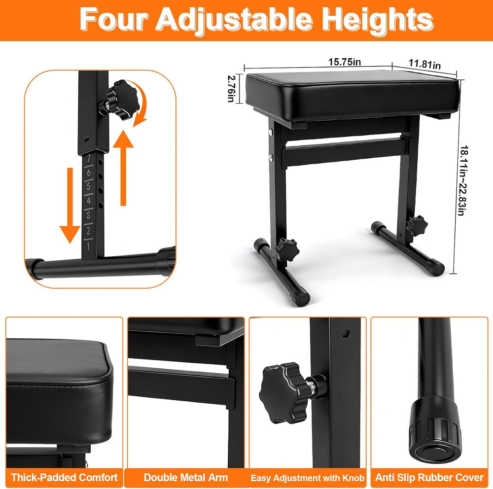Firstar Adjustable Piano Bench 18.11" to 22.83", Durable Piano Stoo...