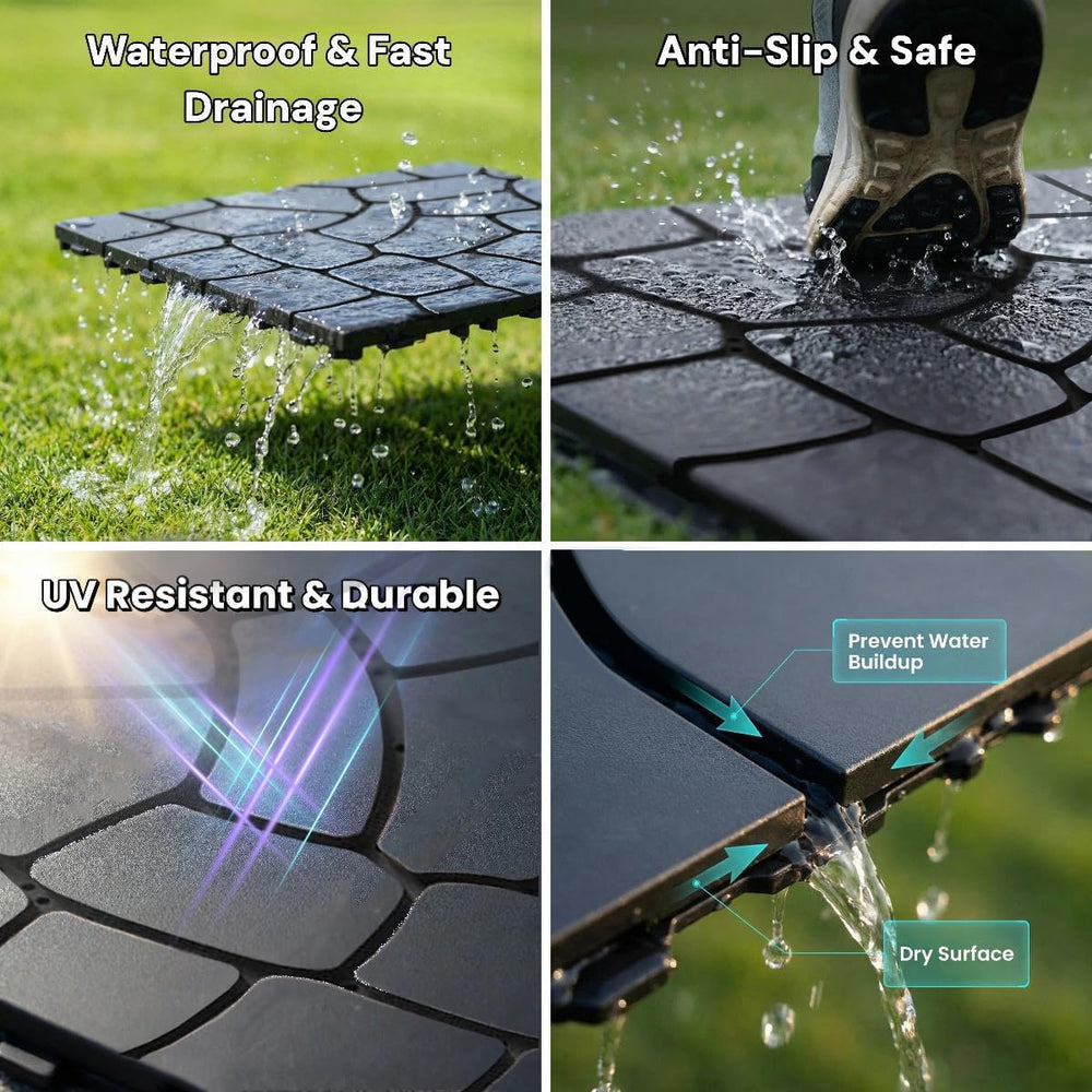 Interlocking Deck Tiles 44 Pack, Plastic Outdoor Deck Tiles for Patio, 12&quo...