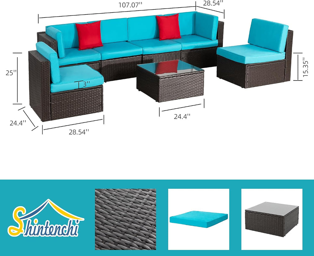 Shintenchi 7 Pieces Patio Furniture Sets Outdoor All-Weather Sectional Patio ...