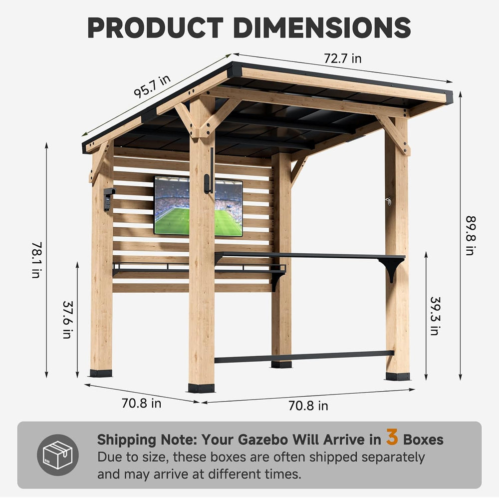 SUNYRISY 6 x 8 Ft Wood Grill Gazebo for Outdoor Patio Bar