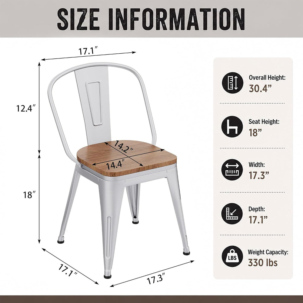 18 Inch Metal Dining Chairs,Arlunar Farmhouse Chairs Set of 4 Black Dining Ro...