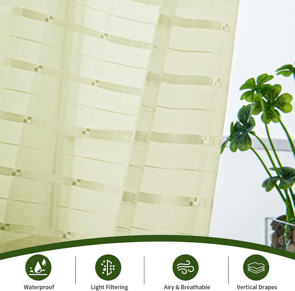 4 Panels Outdoor Sheer Curtains for Patio, Jacquard Check Curtains for Patio ...
