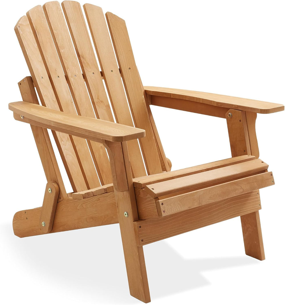 Casafield Oversized Folding Adirondack Chair, Cedar Wood Outdoor Fire Pit Lou...