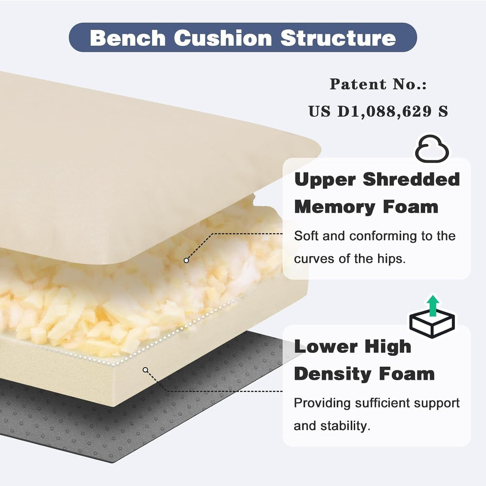 baibu Waterproof Outdoor Bench Cushion with Ties, 45 x 16 x 3.5 Inch, Beige