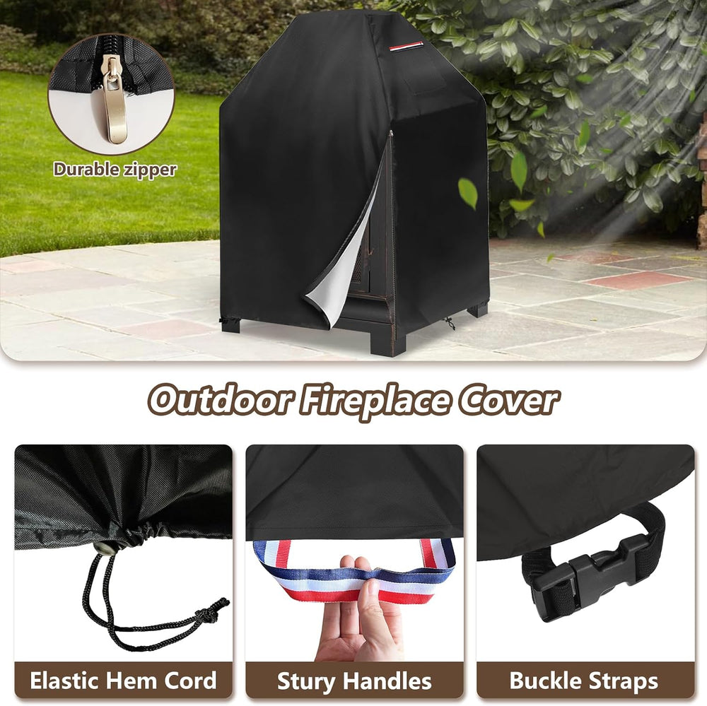 Outdoor Fireplace Cover,Heavy Duty 600D Square Chiminea Fireplace Cover,Pagod...