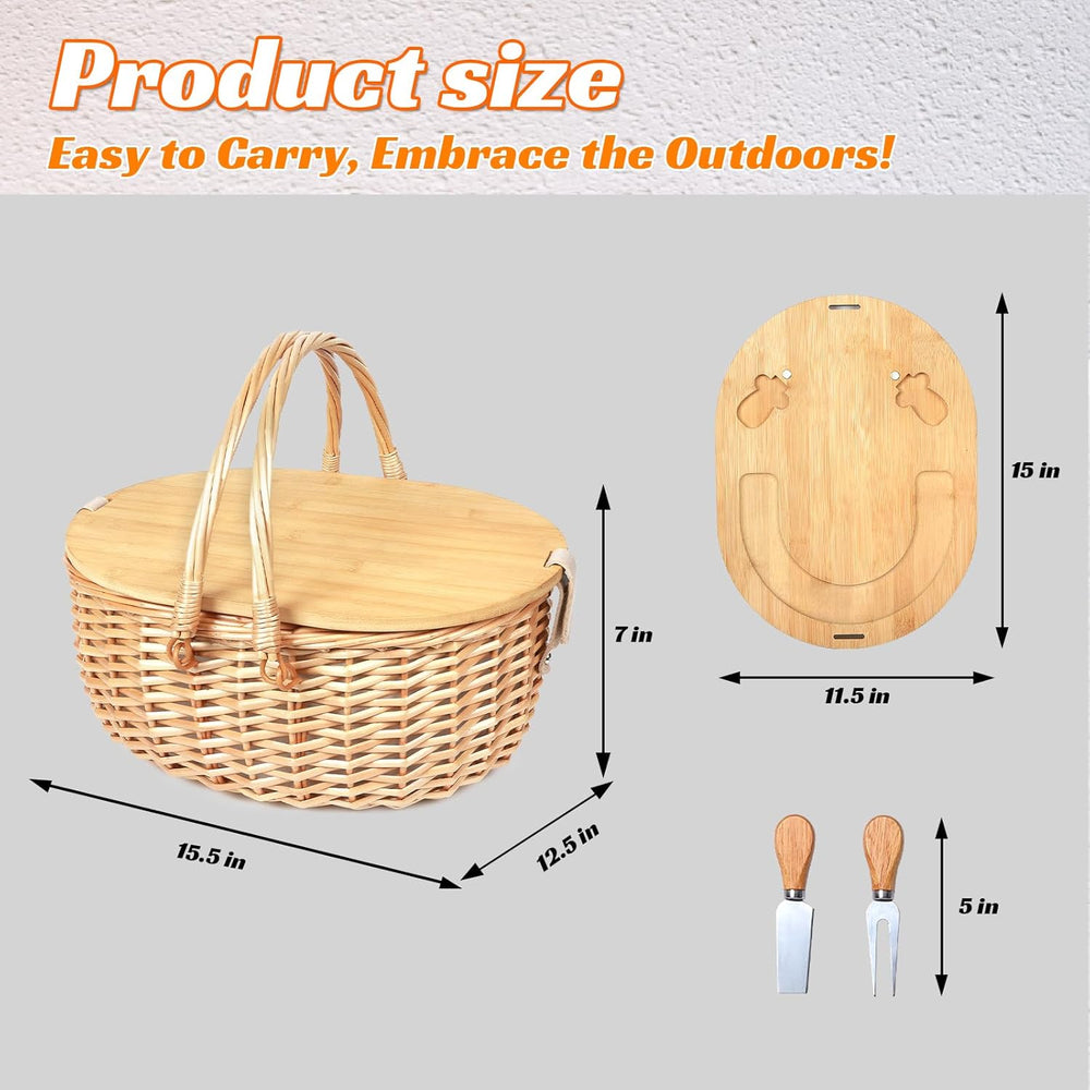 Hap Tim Wicker Picnic Basket Set with Charcuterie Boards for 2 - Unique Gifts...
