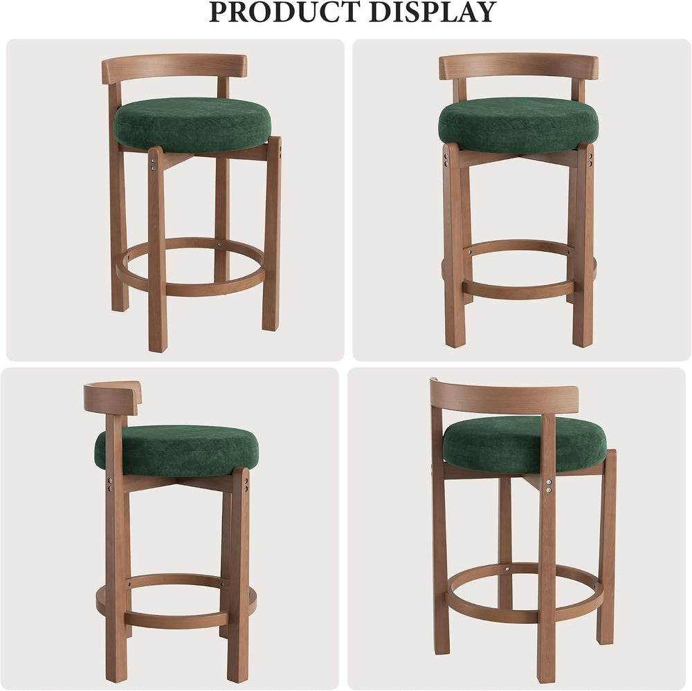 Bar Stools Set of 4, 26" Upholstered Counter Height Bar Chairs, Mid Cent...