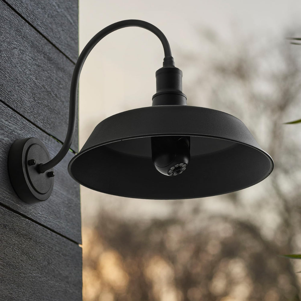 mirrea Farmhouse Outdoor Gooseneck Barn Wall Light, Matte Black, 14", 2 ...