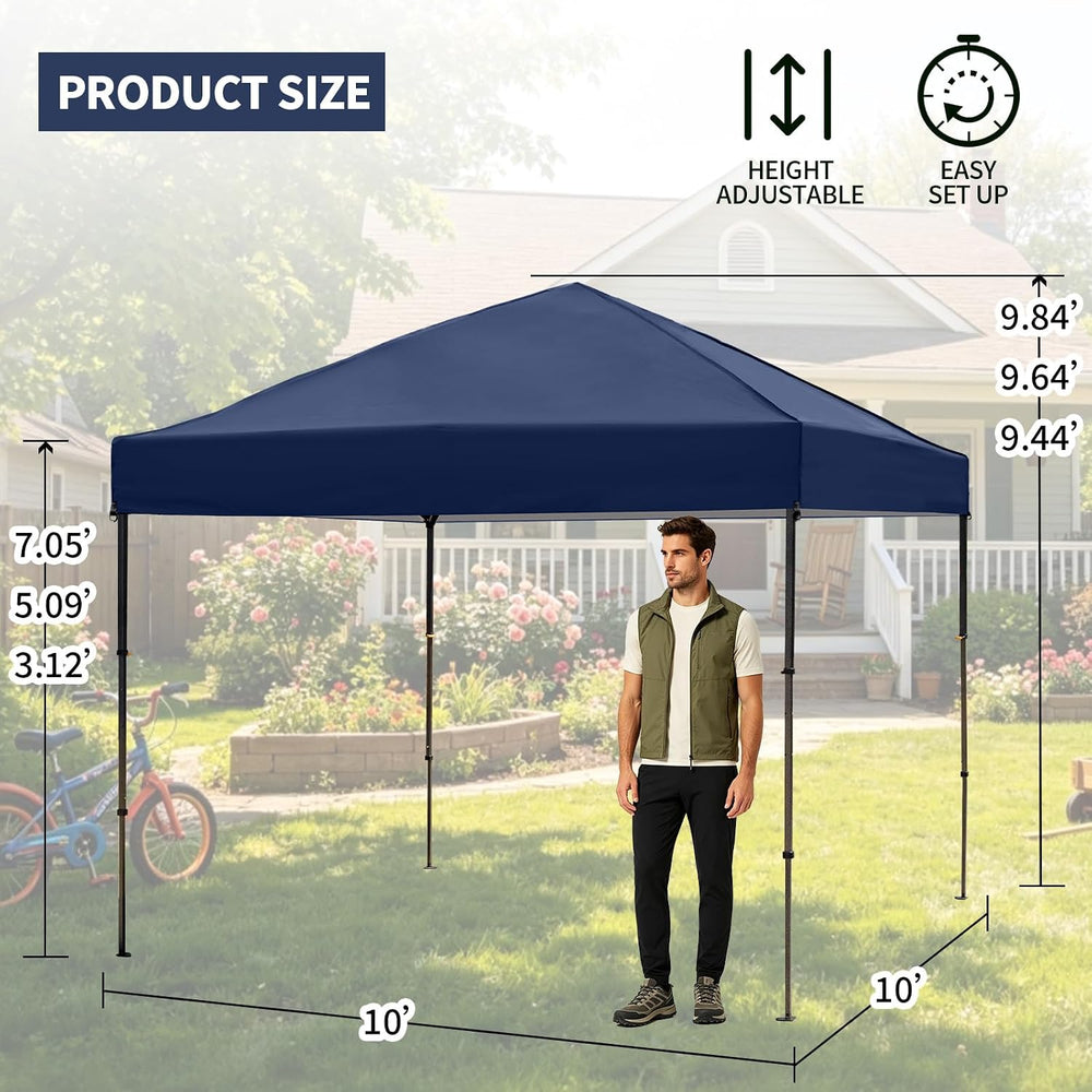 10x10 Pop Up Canopy Tent, Outdoor Portable Canopy(Navy Blue)