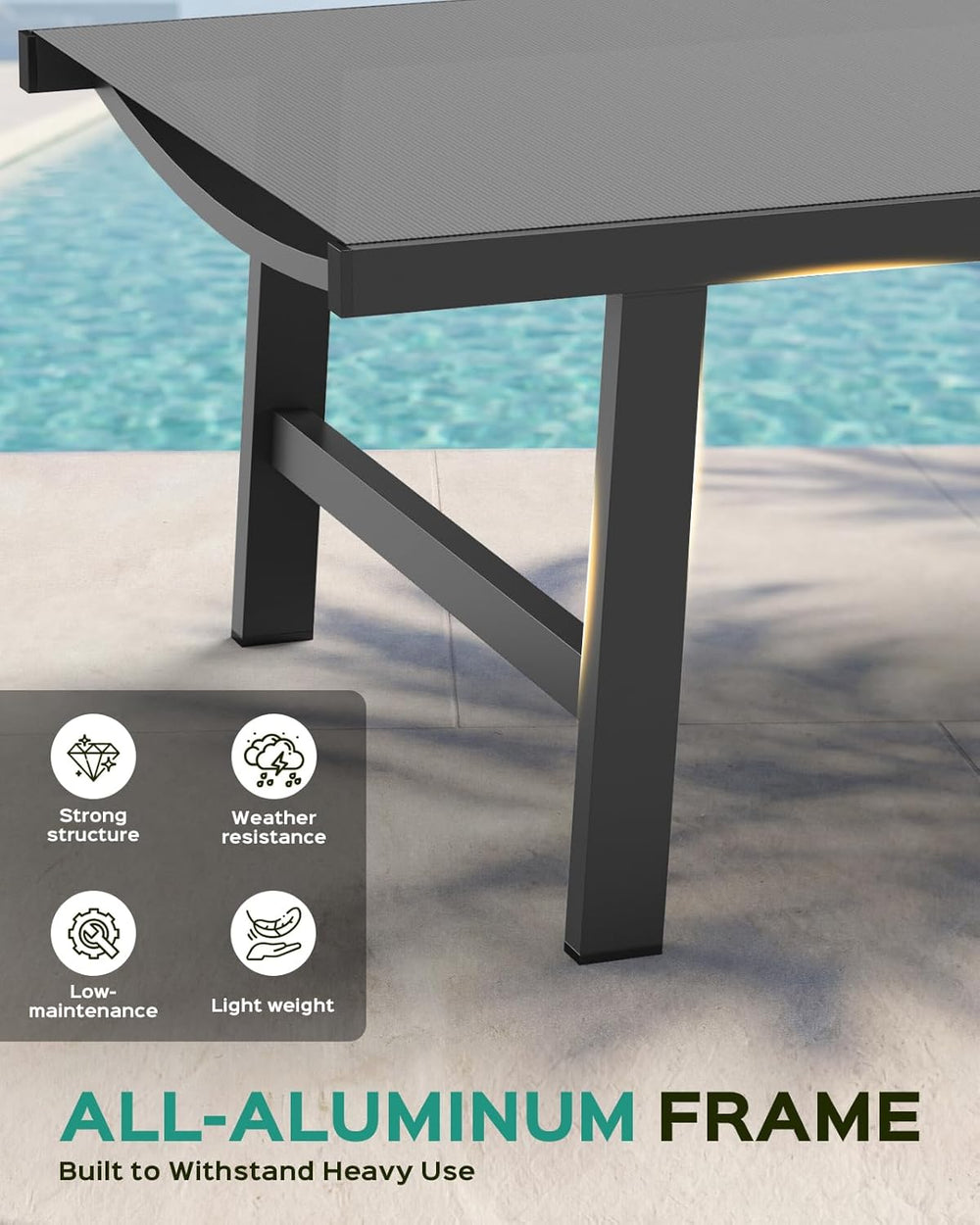 Vexwalx Patio Chaise Lounge Chair Outdoor with Wheels&Armrests, Aluminum ...