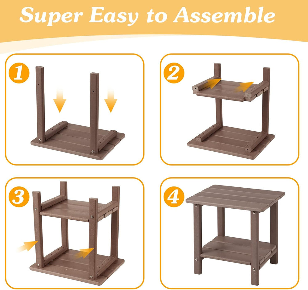 Apolimi Adirondack Outdoor Side Table, 2-Tier Sturdy Patio End Table Weather ...