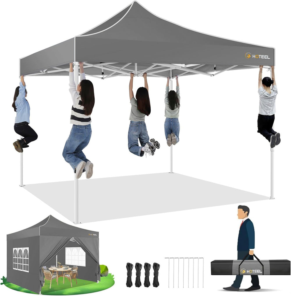 Hoteel 10x10 Pop Up Canopy Tent Gazebo, 420D Heavy Duty, 4 Sidewalls, White