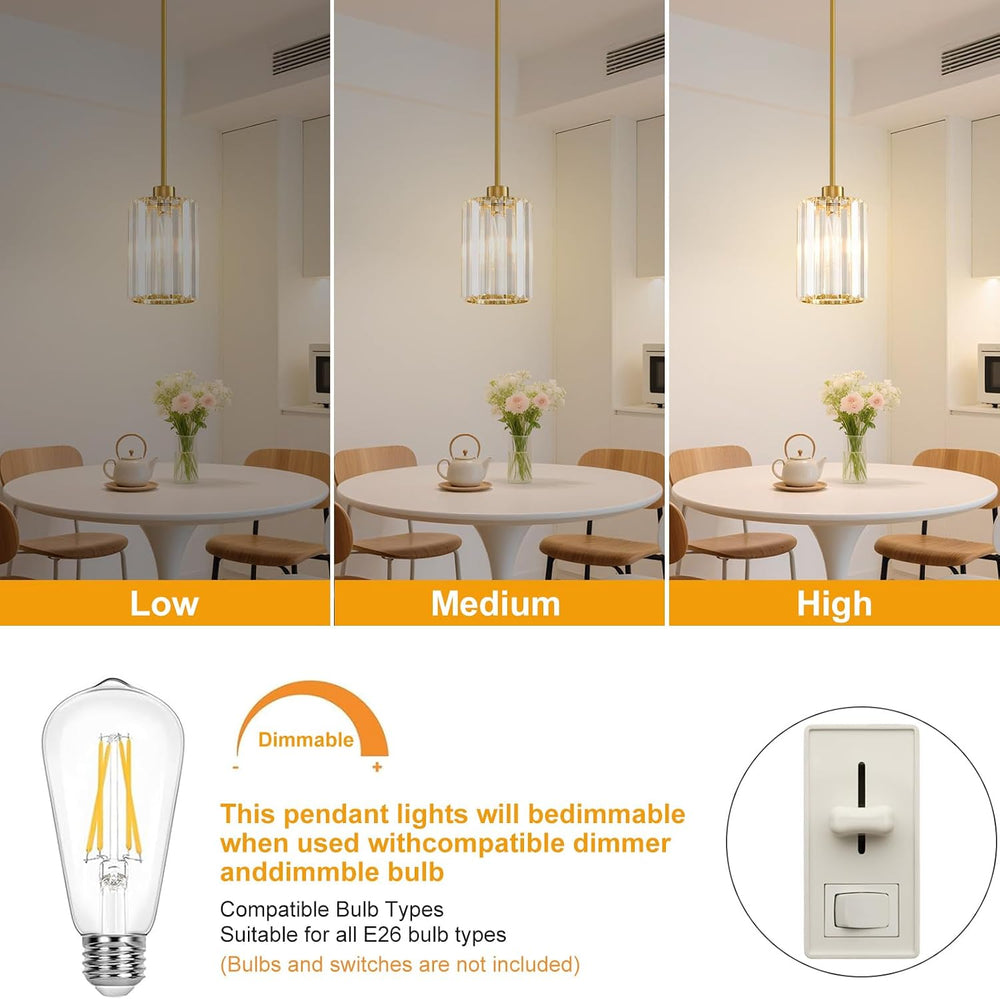 2 Pack Pendant Lights Kitchen Island, Modern Gold Pendant Light Fixtures, Min...