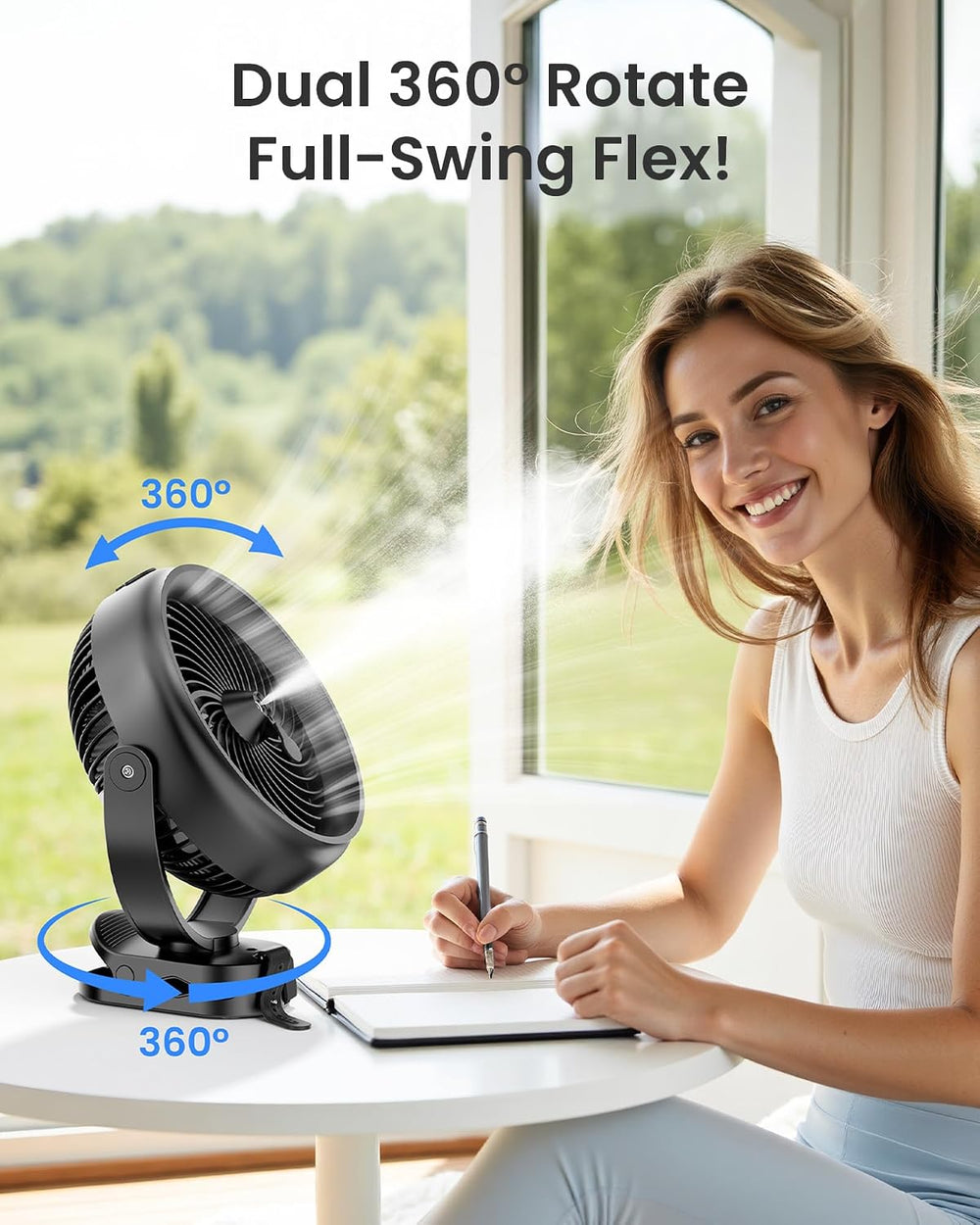 Koonie 8'' 10000mAh Battery Operated Misting Fan with Max. 48 Hrs Run...