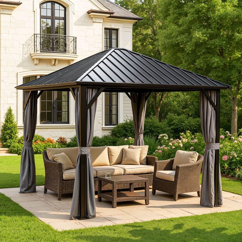ENDARK 10x10 FT Hardtop Gazebo with Galvanized Steel Roof