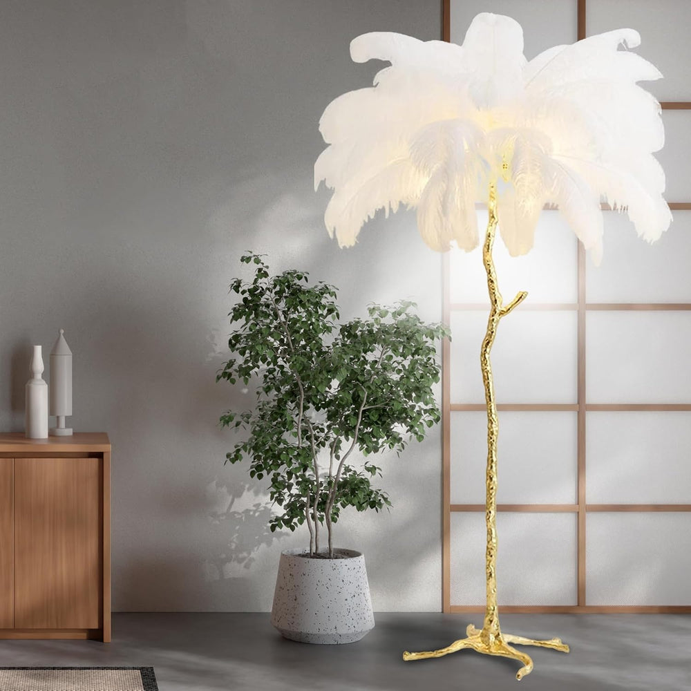 White Ostrich Feather Floor Lamp, Luxury Resin Ostrich Feather Lamp,Romantic ...