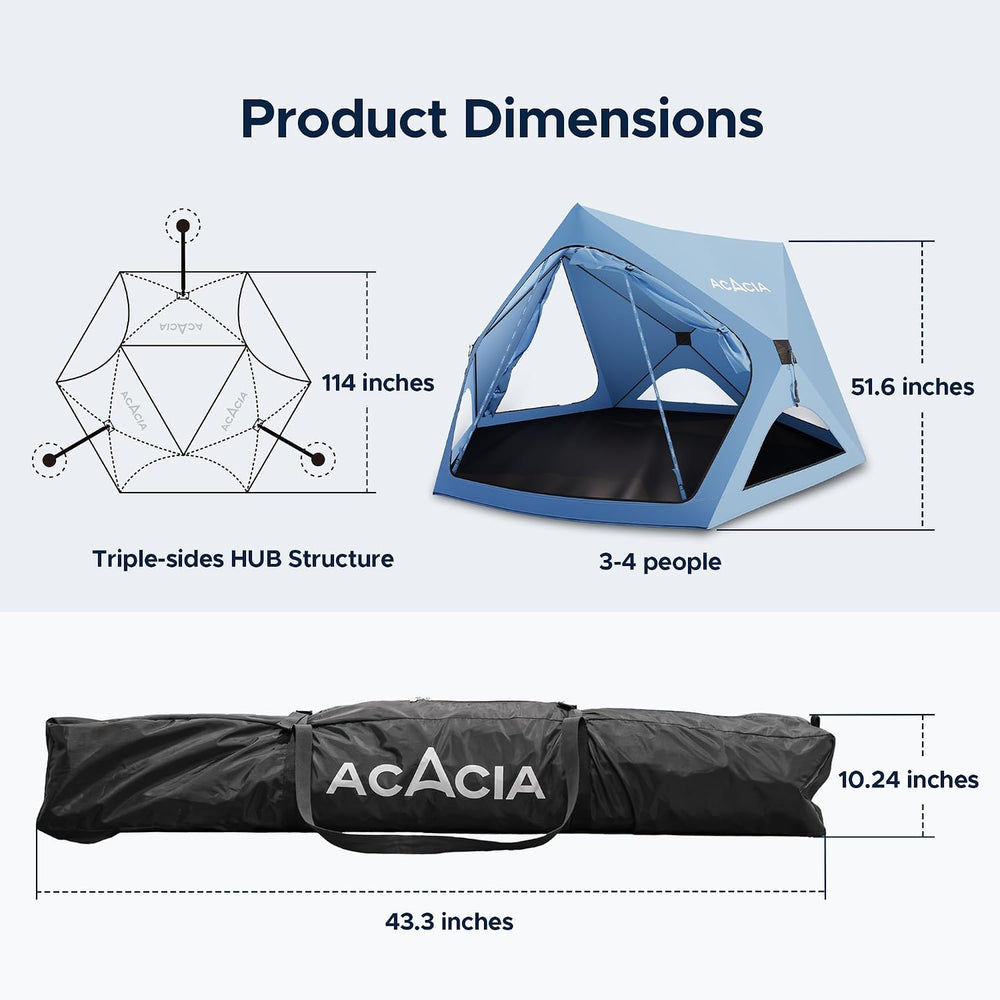 Acacia Beach Tent Sun Shelter | 4-Person Portable Camping Tent with UPF 50+ P...