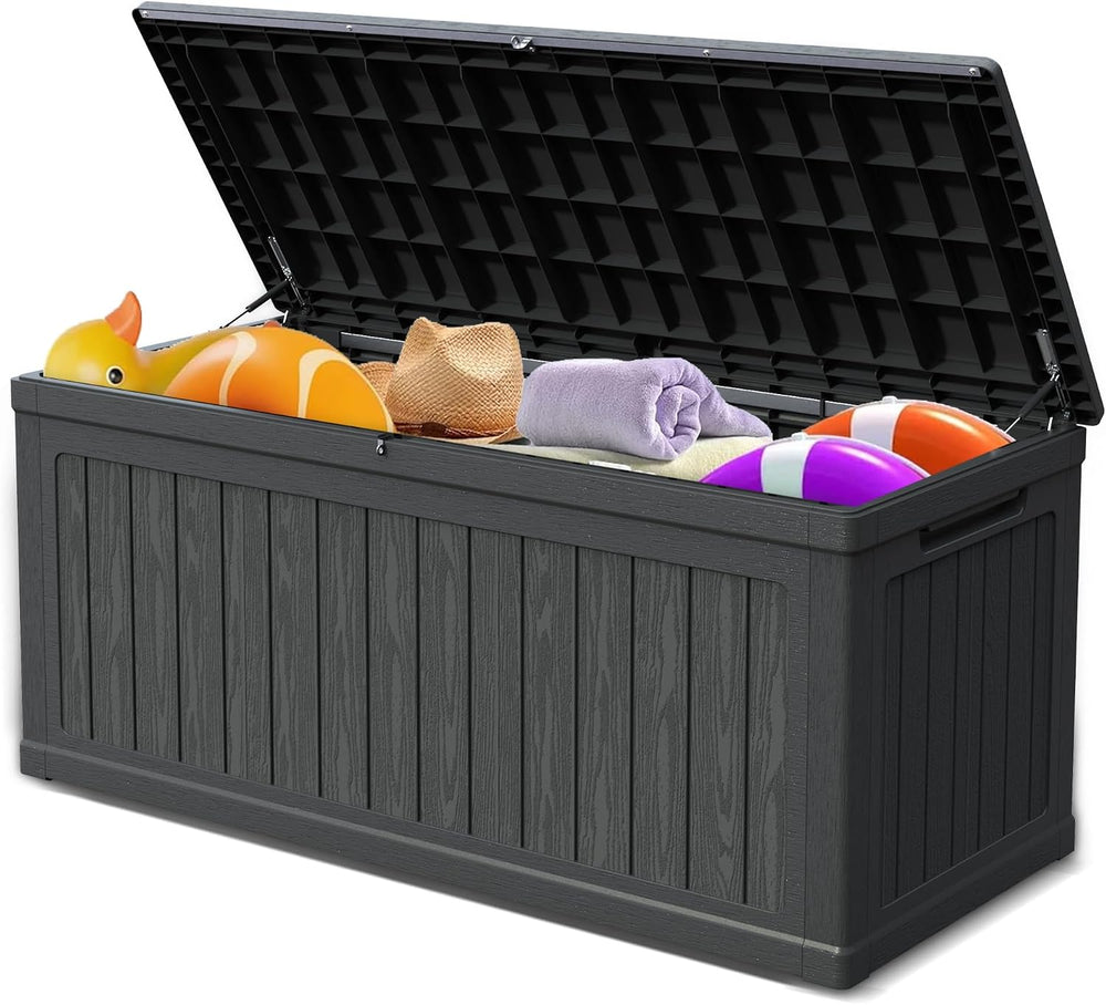 320 Gallon Waterproof Outdoor Storage Box, Lockable Patio Deck Boxes With Han...