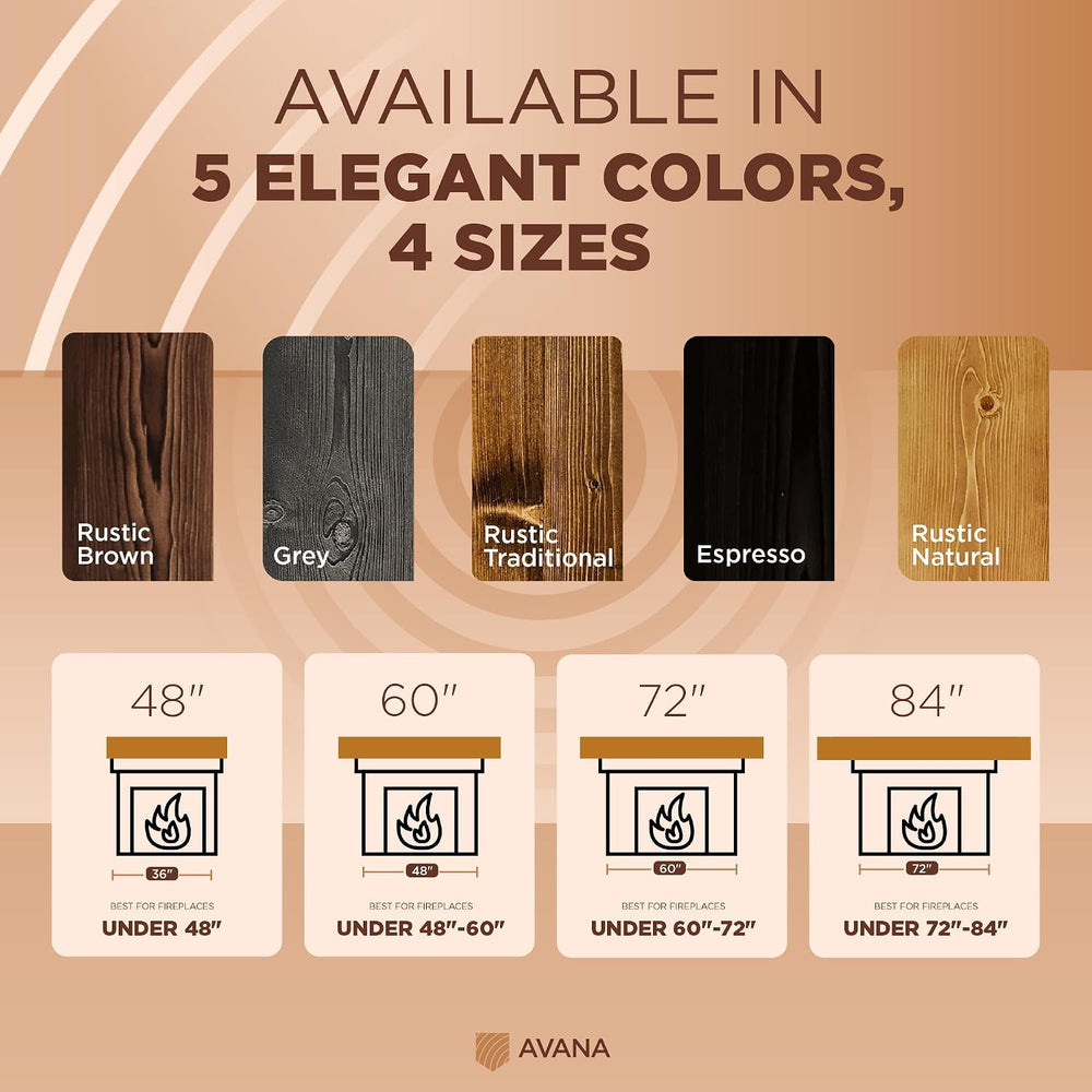 Avana Fireplace Mantel Shelf 60 Inch - Natural Wood Mantles for Over Fireplac...