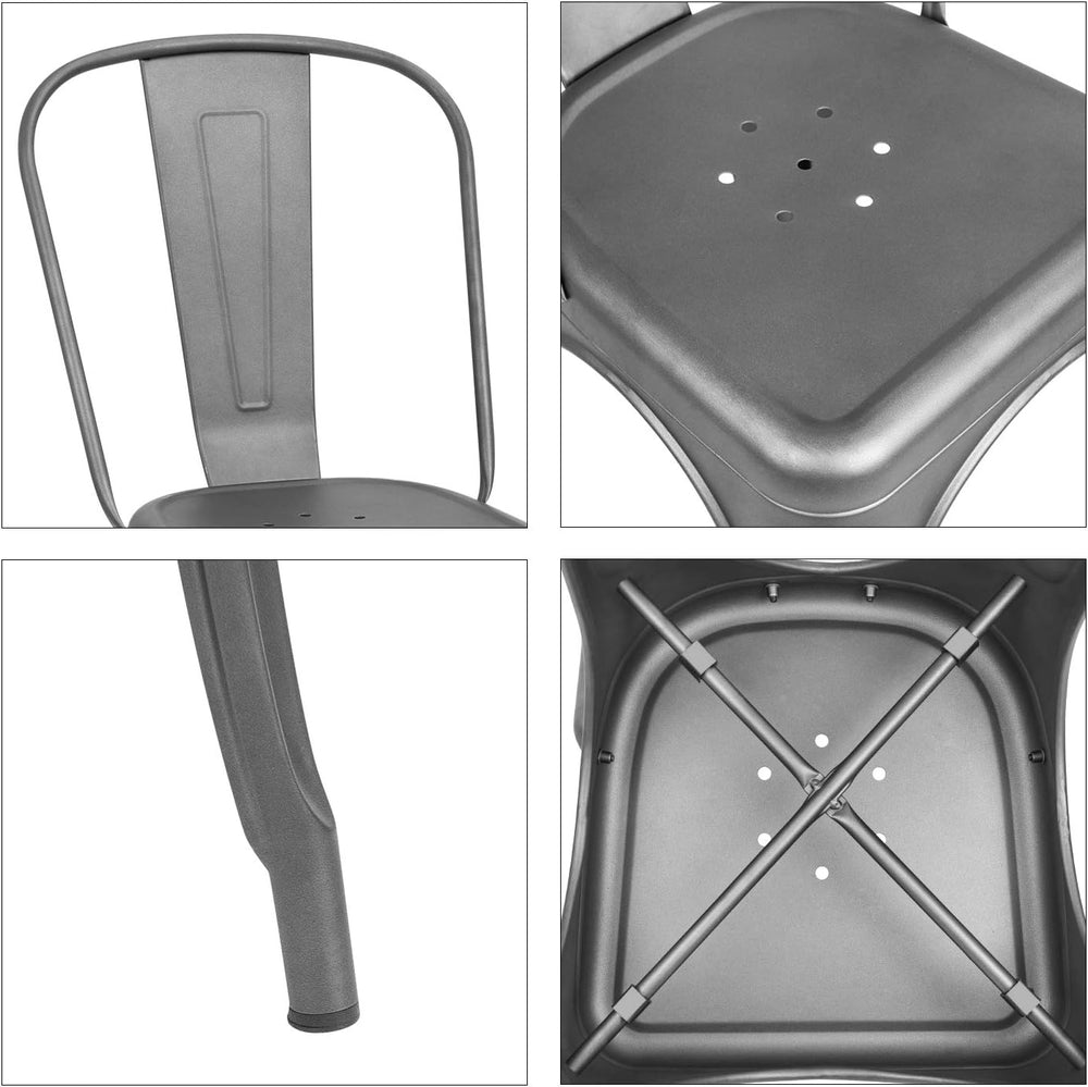 Furmax Metal Dining Chair Indoor-Outdoor Use Stackable Classic Trattoria Chai...
