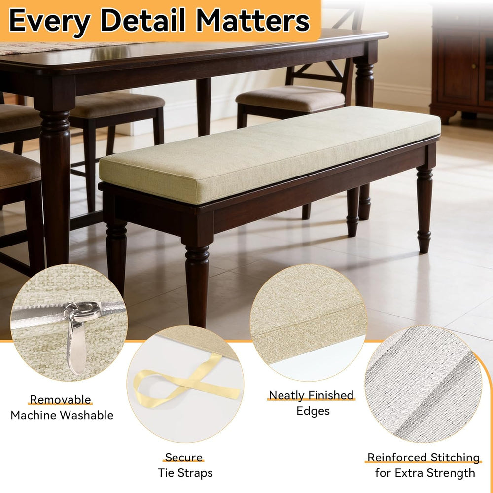 ROFIELTY Bench Cushion for Indoor Furniture Light Brown, 39x17x2 inch