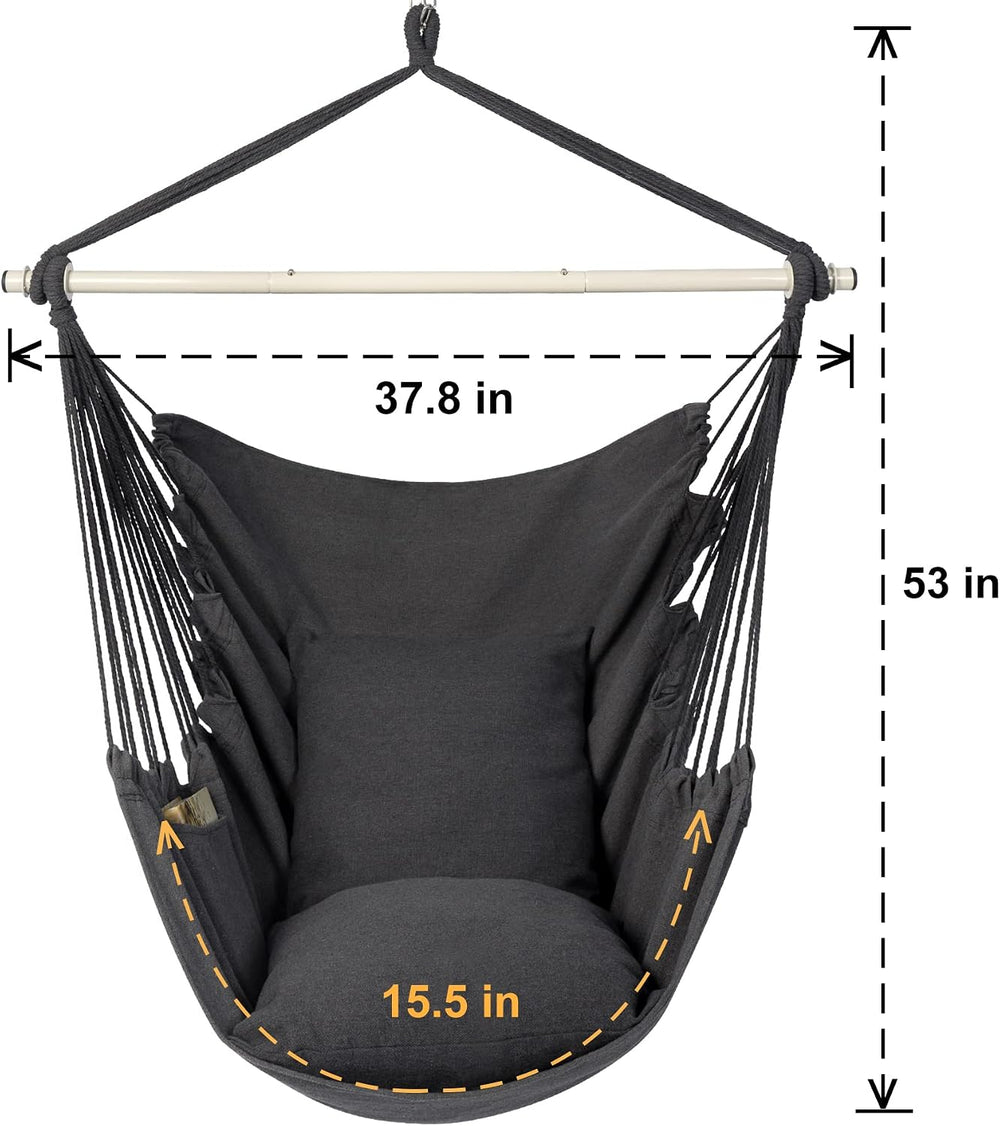 Y- STOP Hammock Chair Hanging Rope Swing Chair, Max 500 Lbs, 2 Seat Cushions ...