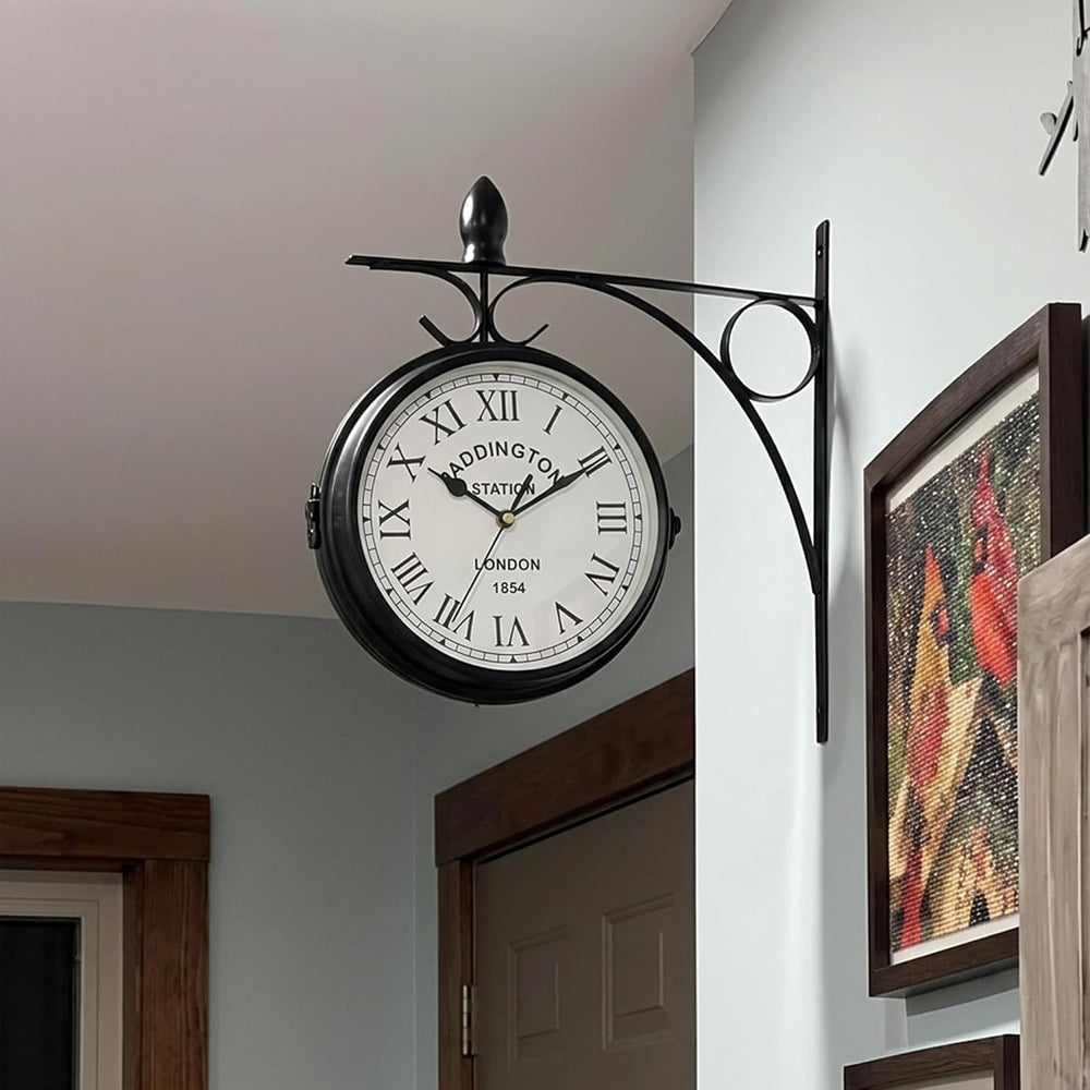JHY DESIGN 12-Inch Double-Sided Wall Clock Waterproof Indoor Outdoor Clock Ha...