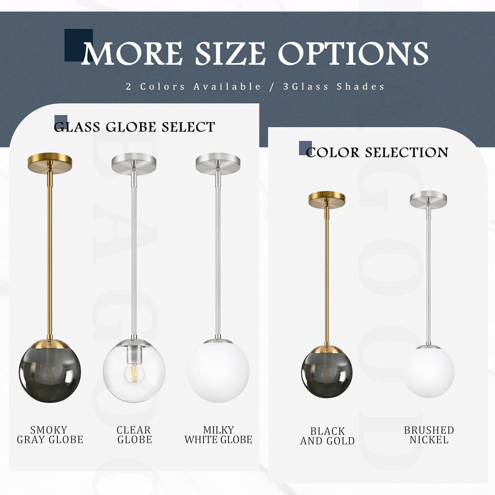 Bagood 8 Inch Globe Pendant Light Gold Globe Pendant Lights Kitchen Island Mi...