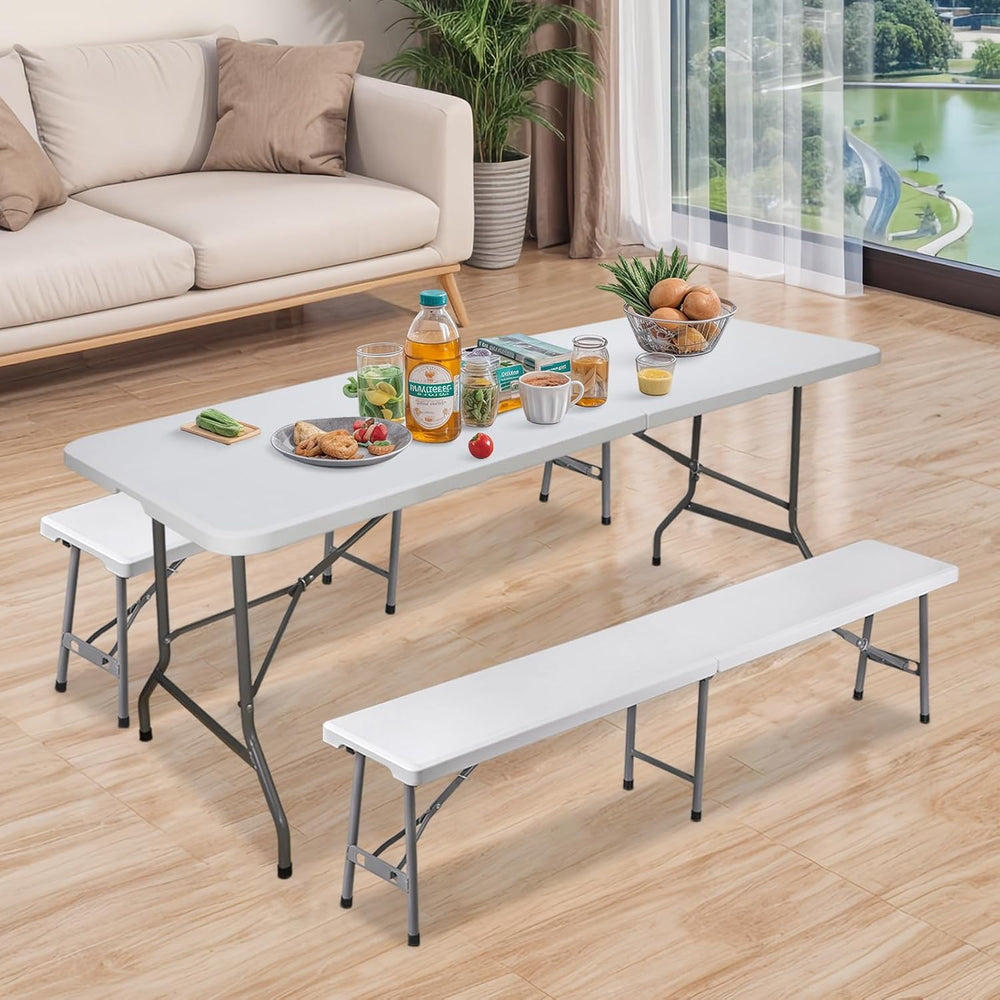 ZENY 6 Feet Picnic Table Set with 2 Benches