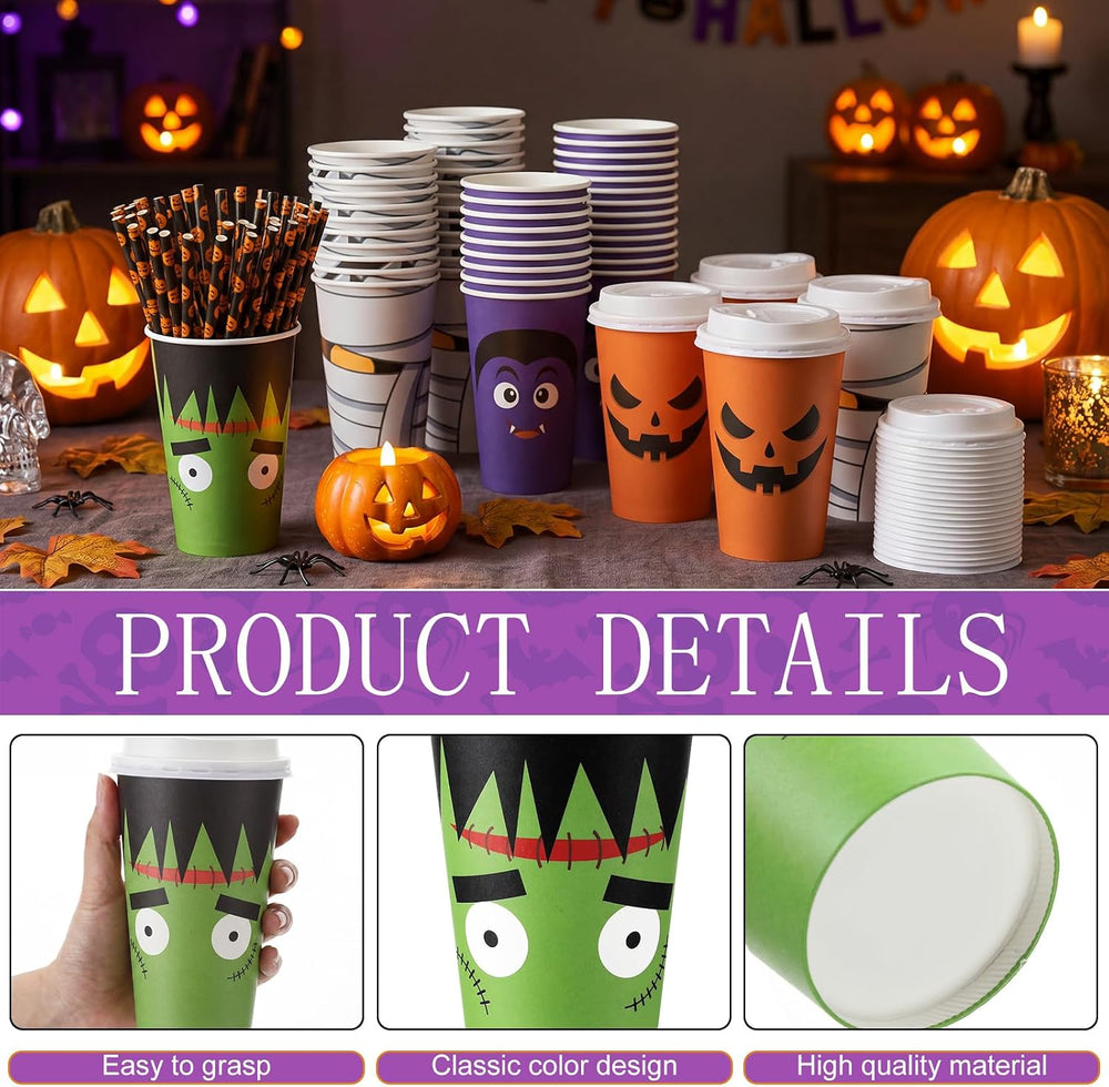 Bokon 172 Pcs/ 24 Sets Halloween Movie Night Snack Trays Supplies