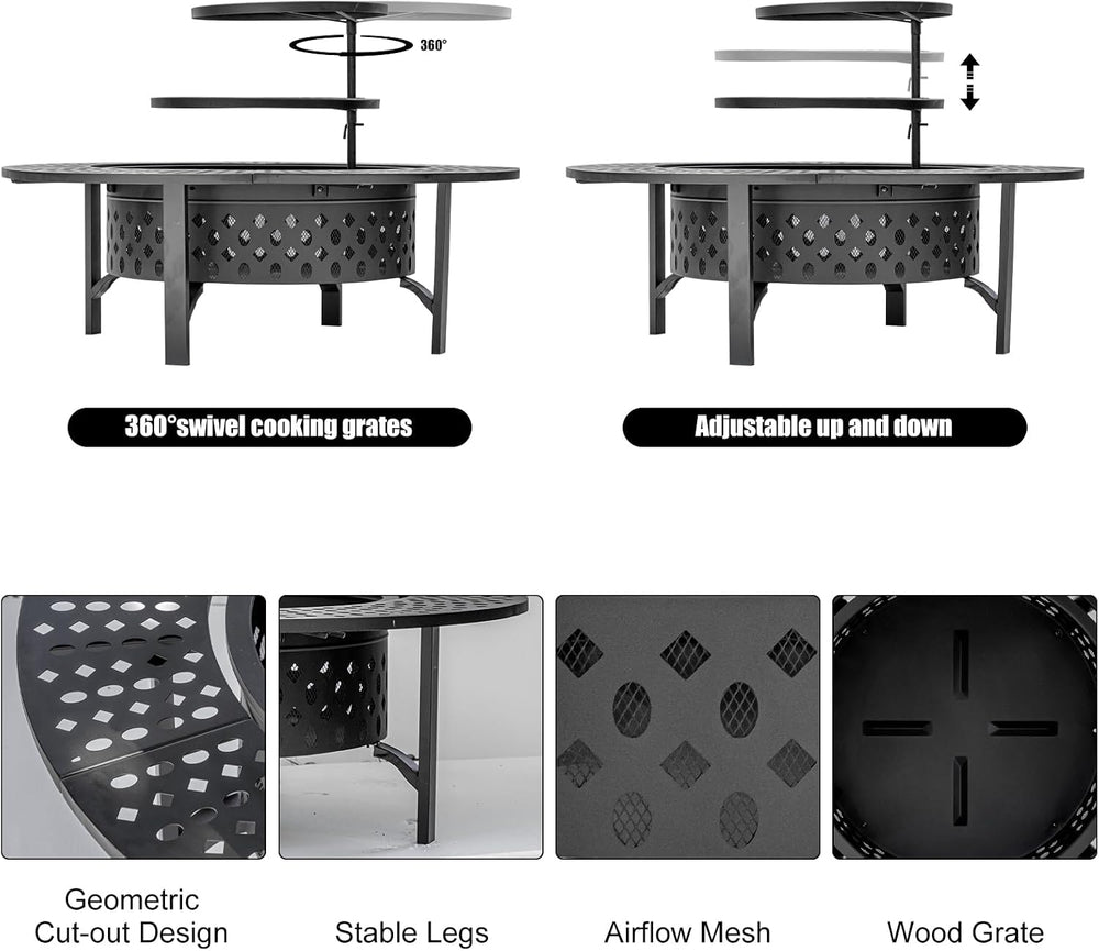 OutVue 47 Inch Fire Pit with 2 Grills