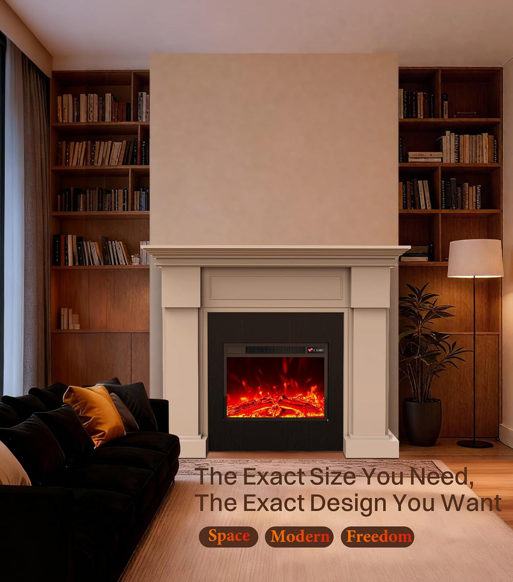 55" Electric Fireplace with Mantel,TV Stand, 23" Fireplace Heat, 8H...