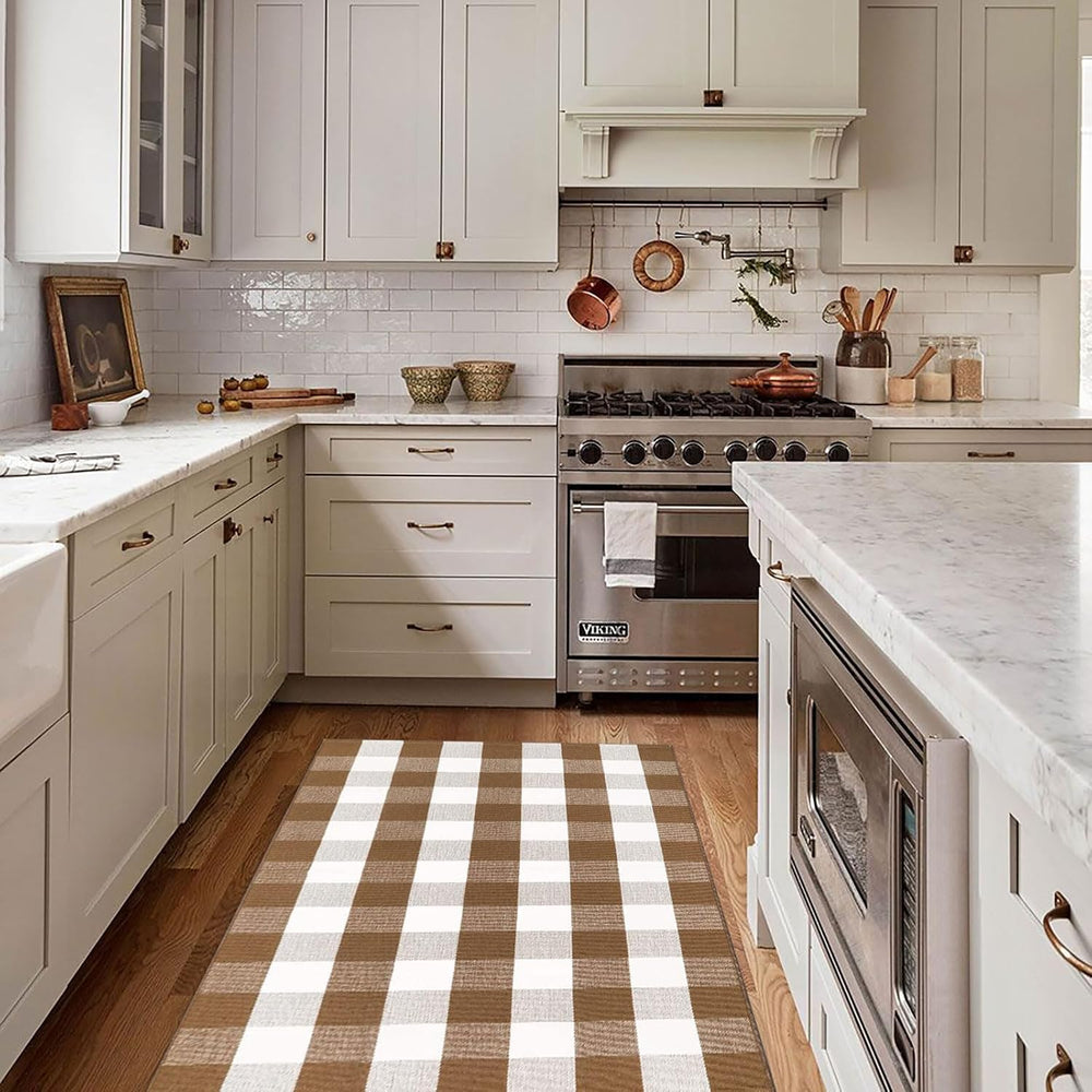 Fall Door Mat 3'x5'Brown and White Buffalo Plaid Rug Fall Front Porch...