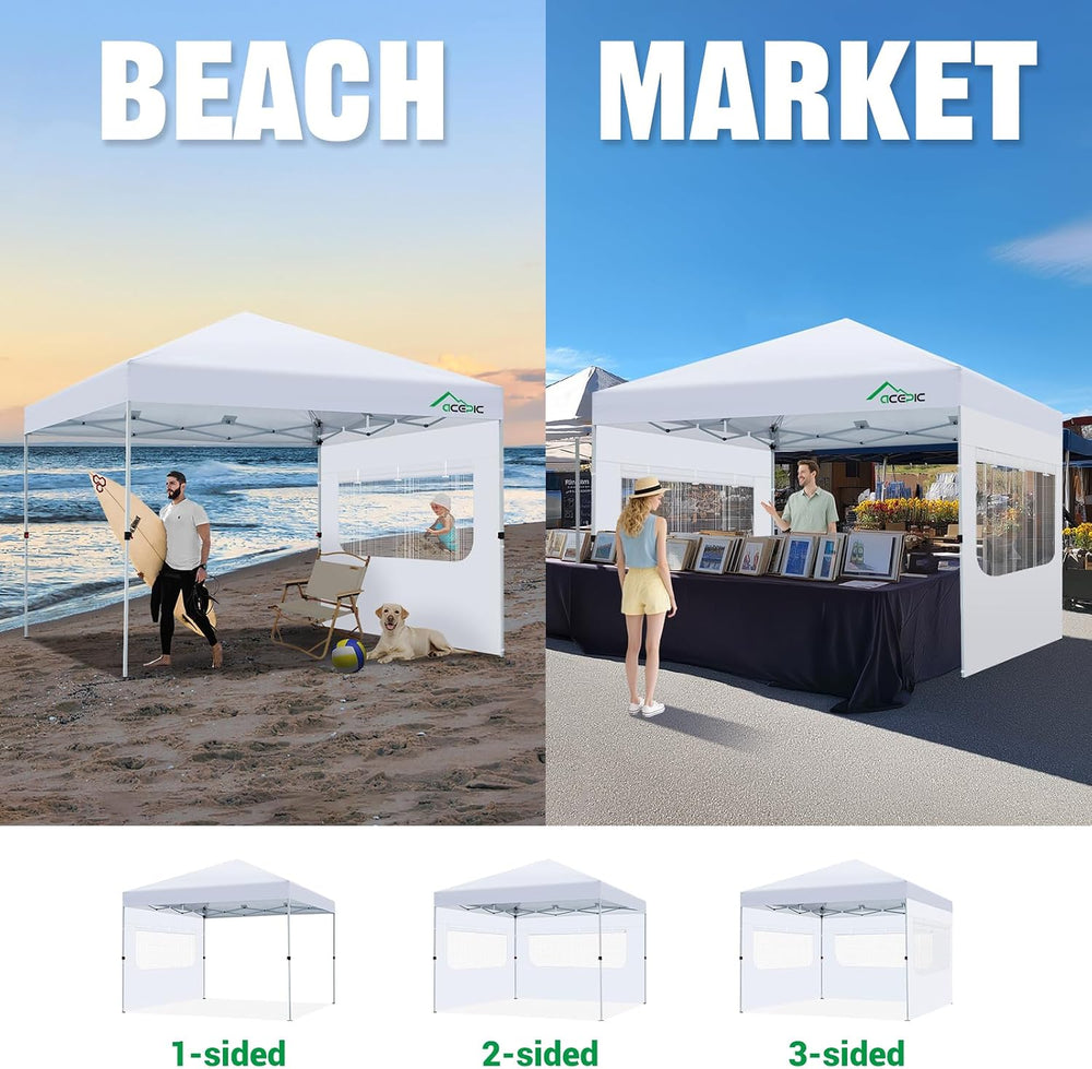 ACEPIC 10x10ft Sidewalls with Mesh Window, Black(3PCS, Frame Not Included)