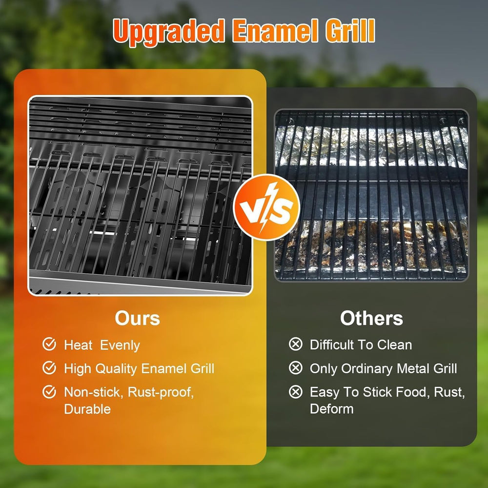 Electactic Propane Gas Grill, 3-Burner 24,000 BTU Stainless Steel BBQ Grill w...