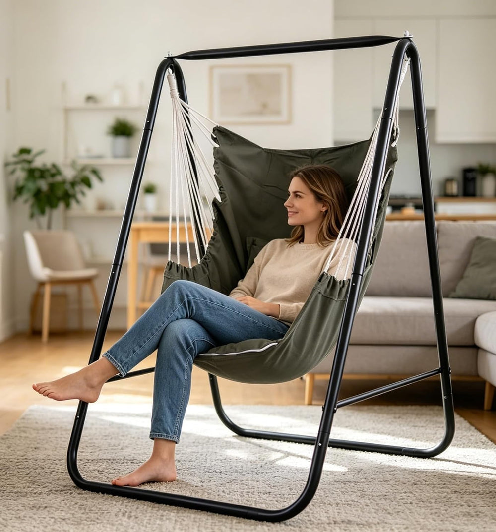 Hammock Chair with Stand,Hammock Chair Stand with Hanging Swing Chair Include...