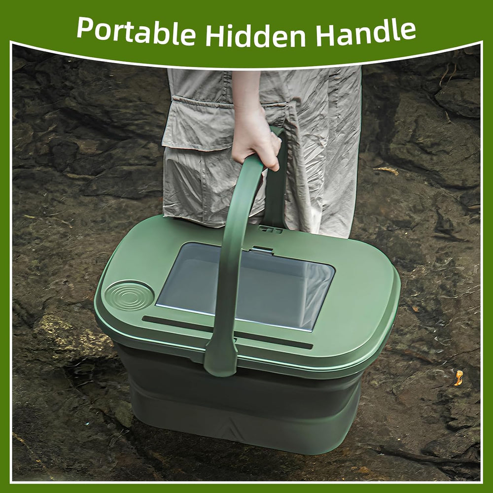 Collapsible Picnic Basket 16L, Folding Basket for Picnic with Lid Table, Wate...