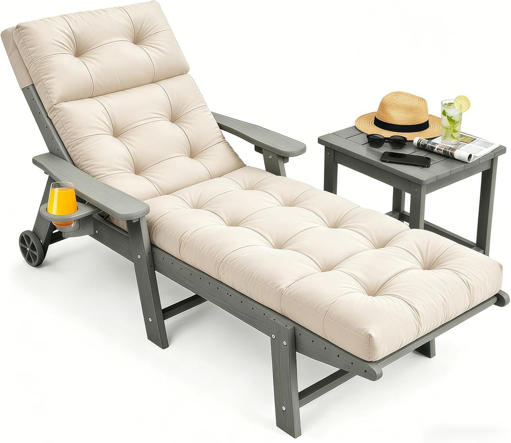 Chaise Lounge Cushion Outdoor, 74.4" x 22" Waterproof Patio Lounge ...