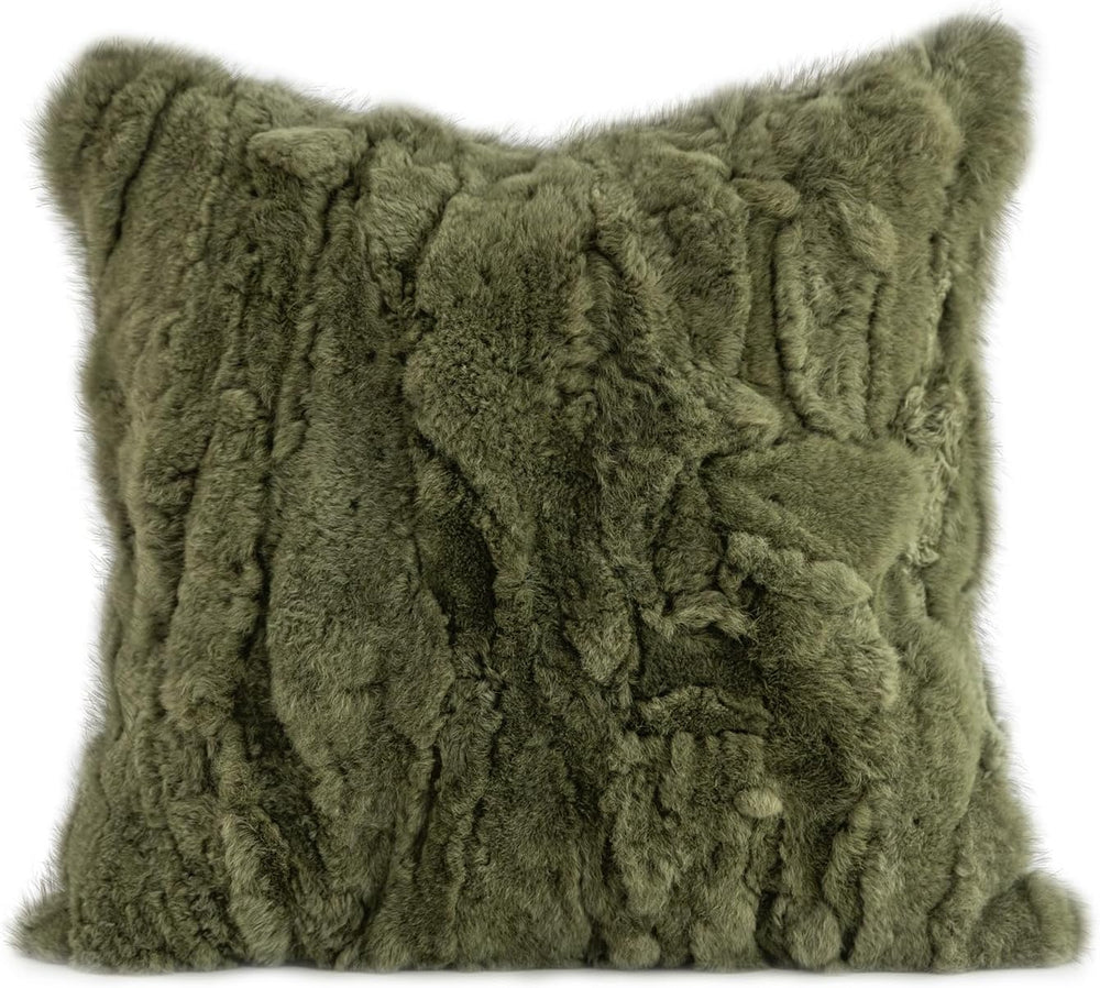 MOOX Rabbit Fur Throw Pillow Covers Decorative Fluffy Soft Fuzzy Plush Luxury...