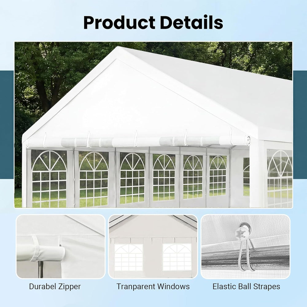 20x40 Party Tent Heavy Duty White Canopy Large Outdoor Event Shelter with Rem...