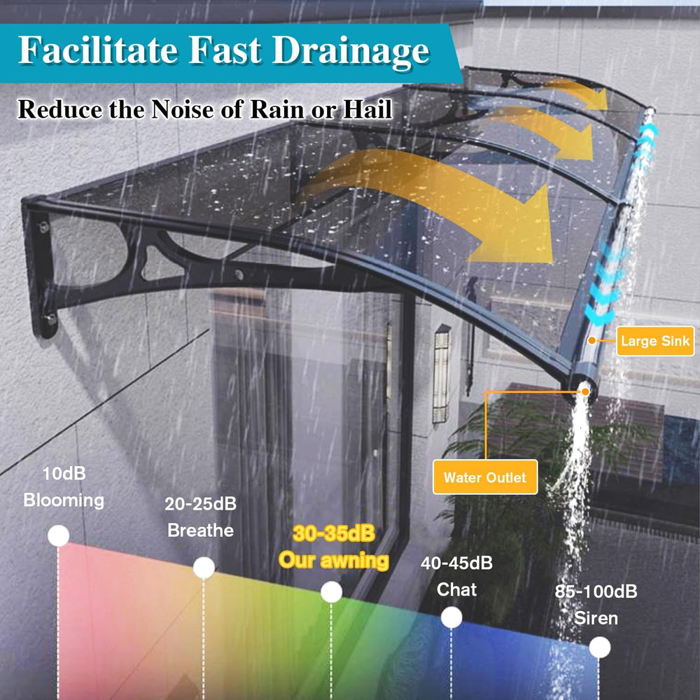 Awning for Door Entrance, Window Awnings Exterior with Aluminum Bracket, UV, ...