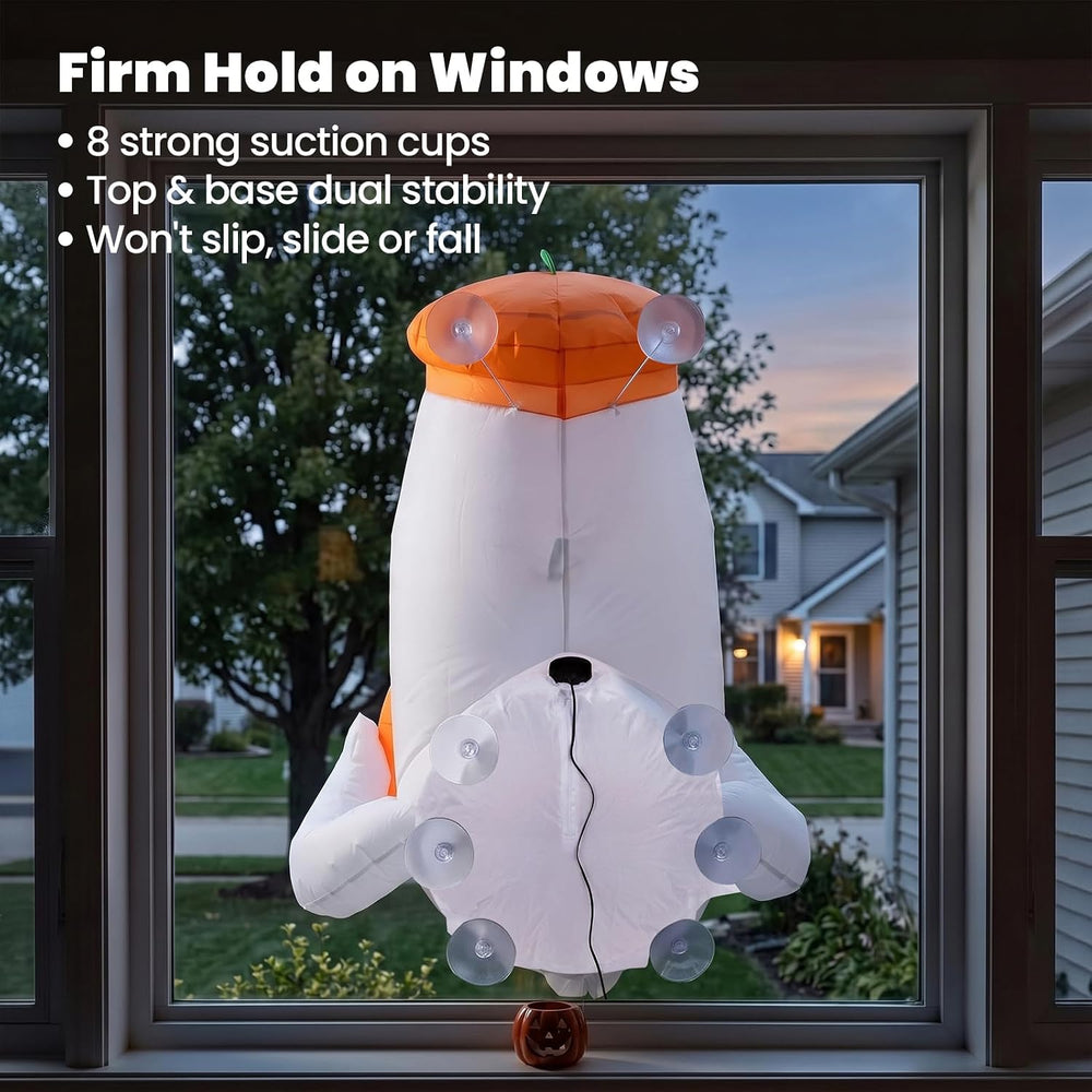 DUNCHATY Halloween Inflatable Window Ghost 1 Pack - 3D Smile Crasher